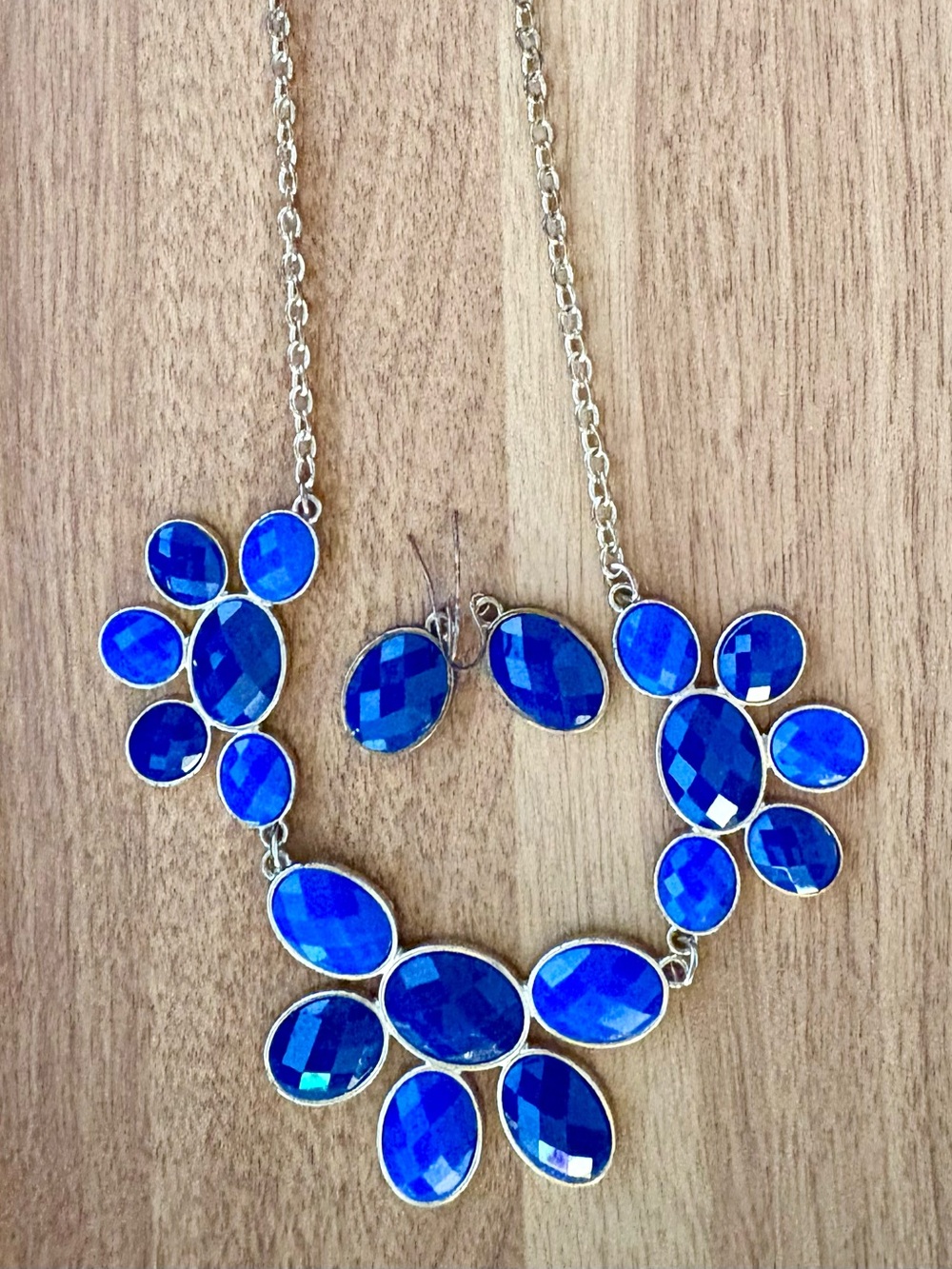 Blue Multi-Stone Statement Necklace and Earrings Set